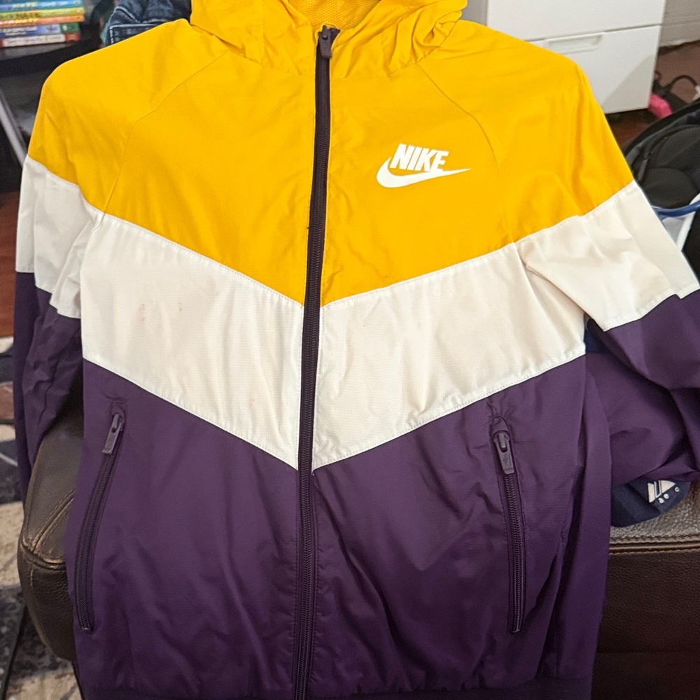 Nike Bright Yellow/Purple Windbreaker Sports Jacket